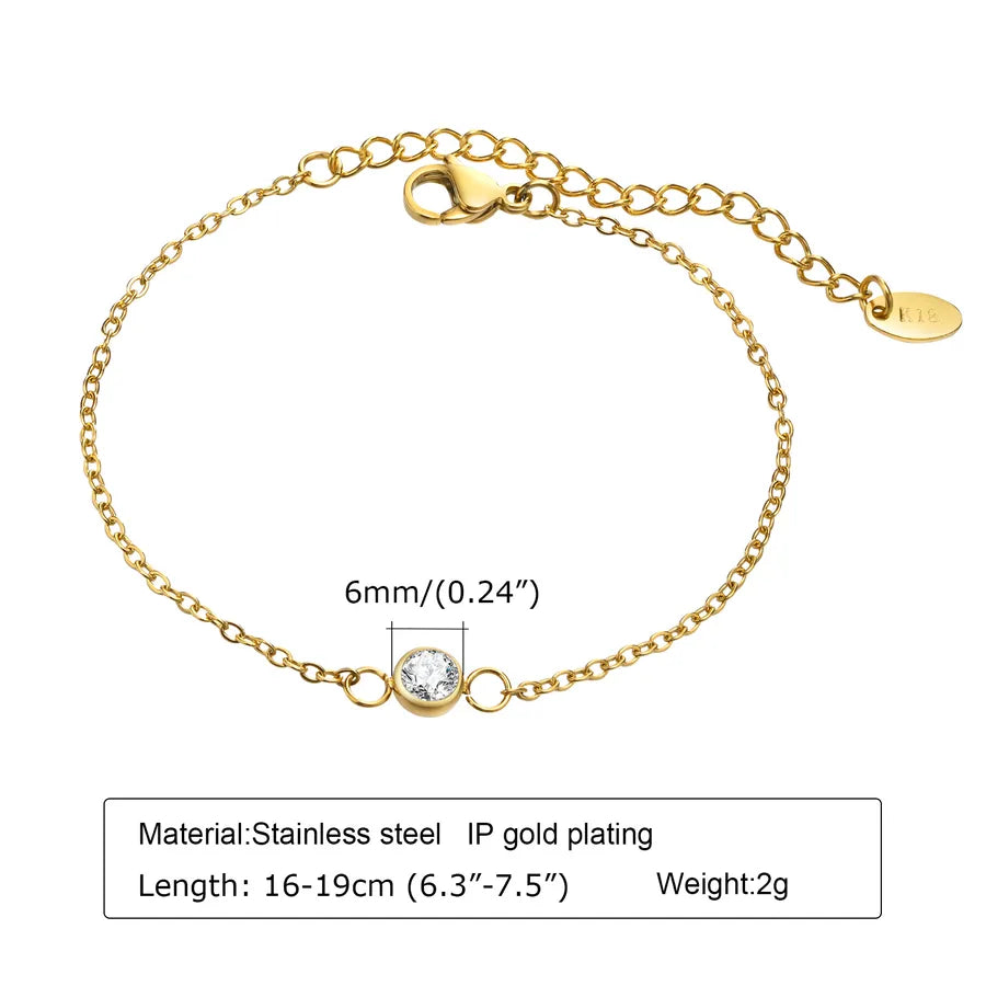 IG Style Korean Style Round Heart Shape Flower 304 Stainless Steel 18K Gold Plated Zircon Bracelets In Bulk
