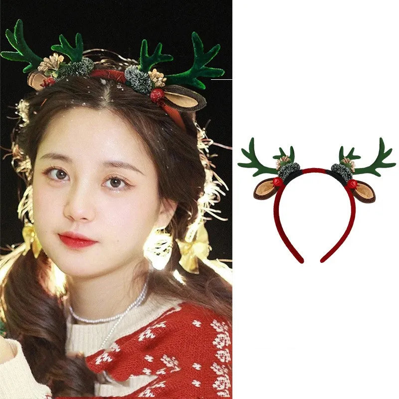 Christmas Fashion Women'S Antlers Flocking Handmade Hair Band