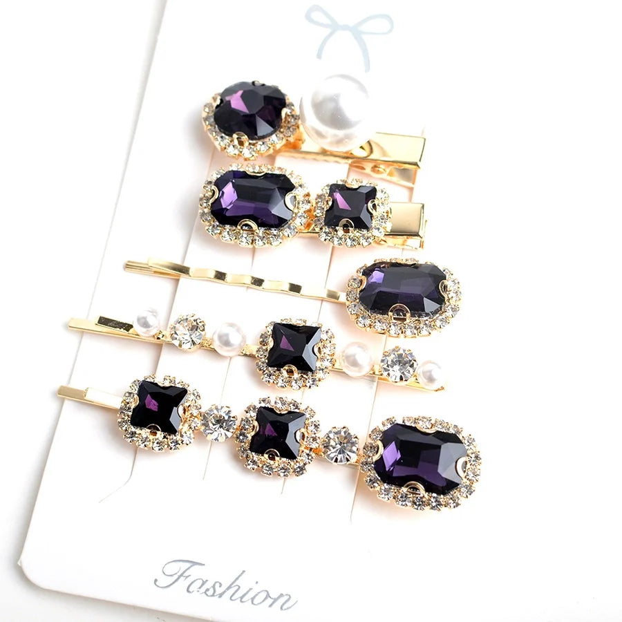 women's simple style color block copper plating inlay rhinestones hair clip