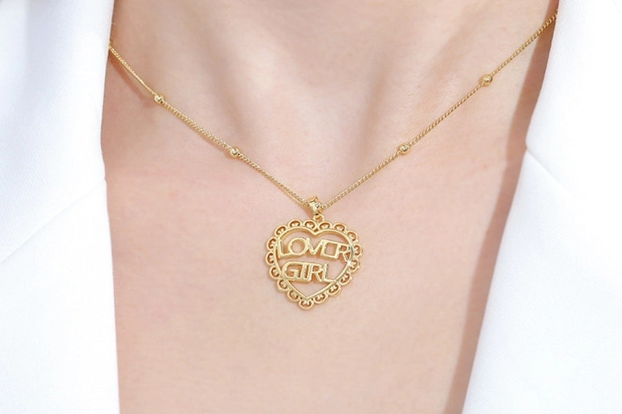Jewelry Cute Heart Shape Copper Plating Pendant Necklace