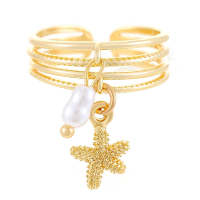 Copper Devil's Eye Starfish Cat Claws Charm Rings Open Rings