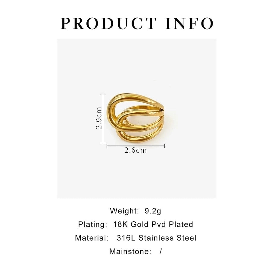 Jewelry Retro French Style IG Style Geometric 316L Stainless Steel  18K Gold Plated Irregular Open Rings