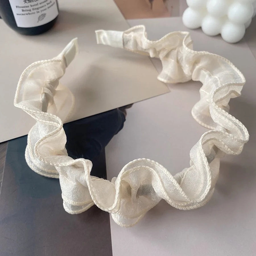 fashion solid color gauze pleated hair band 1 piece