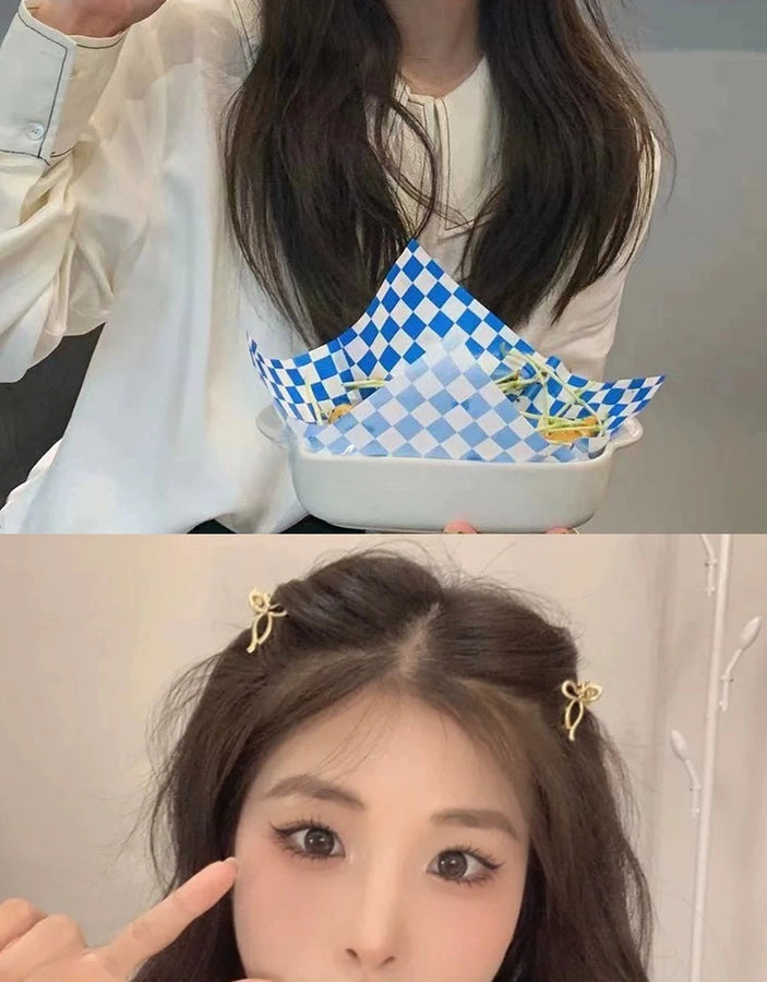 Go to windy places Liu Yifei Xu Hongdou with the same bow small grip Princess head metal bangs hairpin female