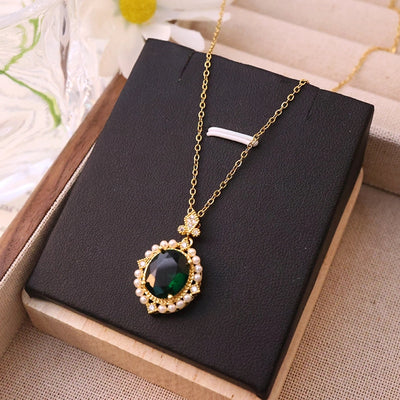 Jewelry Elegant Glam Luxurious Oval Water Droplets Pearl 304 Stainless Steel Copper 18K Gold Plated Pendant Necklace