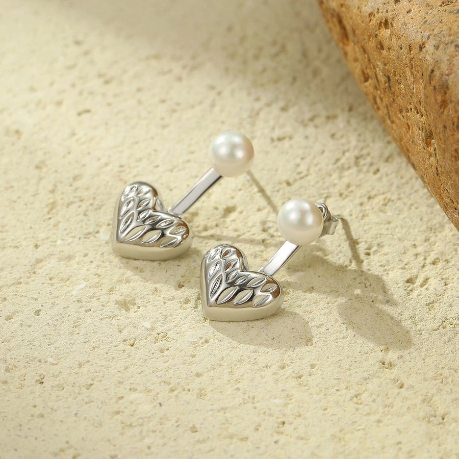 1 Pair Retro Heart Shape Plating 304 Stainless Steel Ear Studs