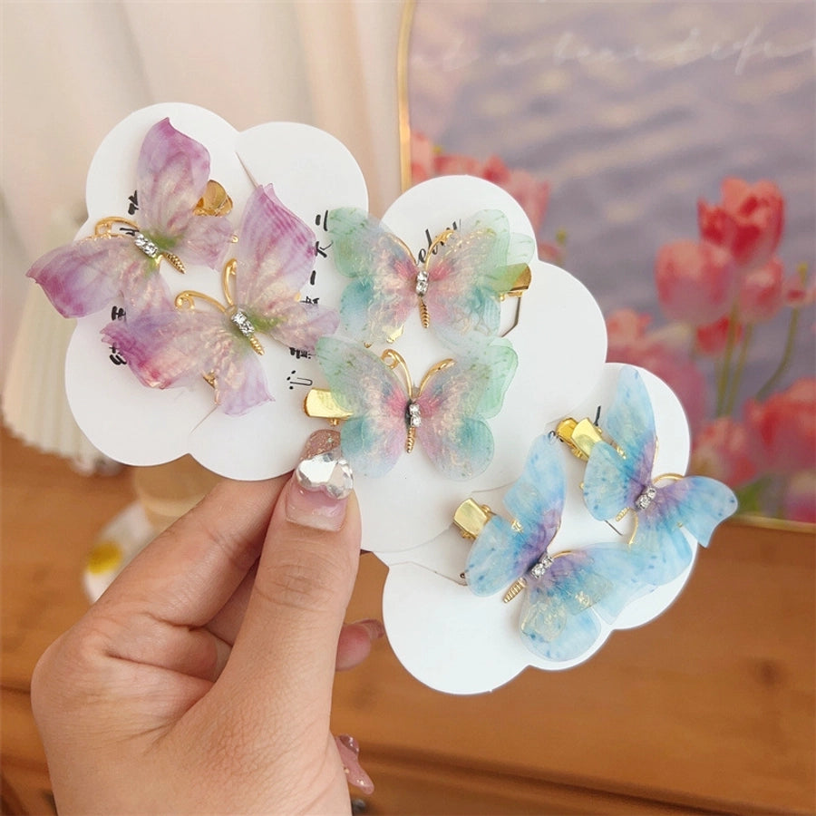 fairy style gradient color butterfly plastic resin rhinestone hair clip