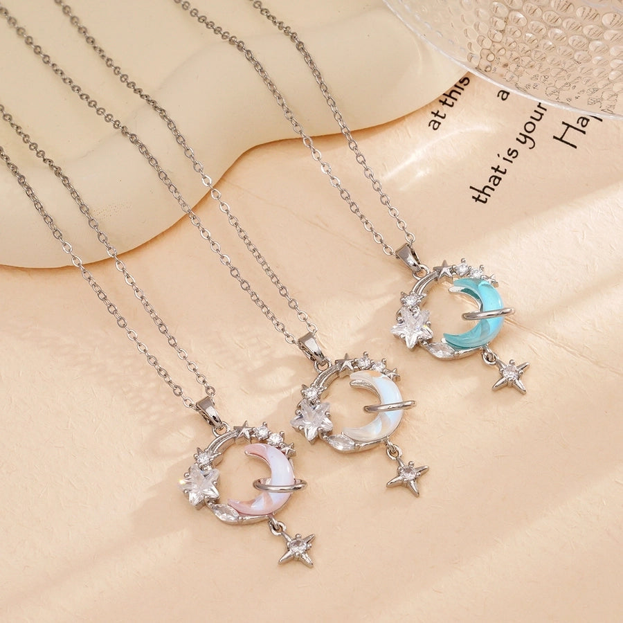 Jewelry Glam Lady Sexy Moon 304 Stainless Steel Copper Pendant Necklace