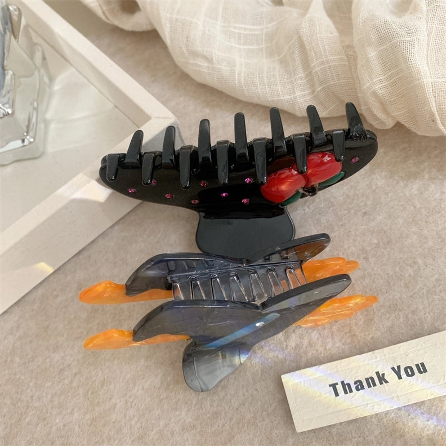 Women's Korean Style Pumpkin Color Block Cherry Acetic acid sheets Hair Claws
