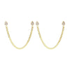1 Pair IG Style Shiny Water Droplets Chain Inlay Copper Zircon Gold Plated Earrings