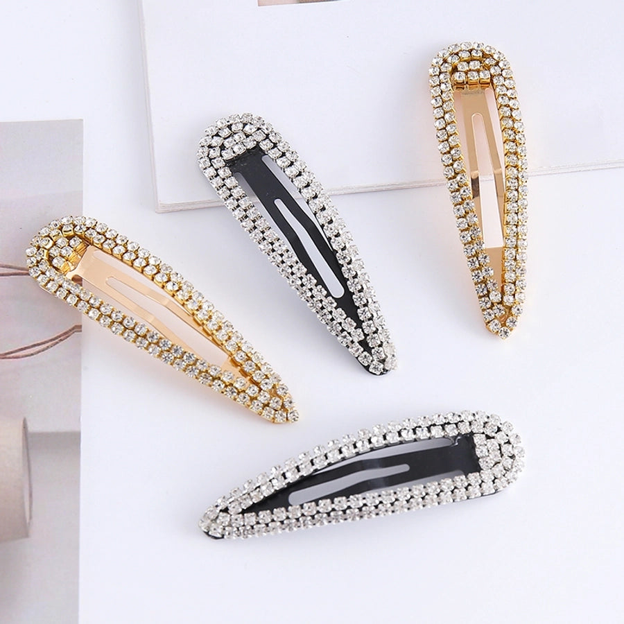 Women's Luxurious Sweet Shiny Geometric Iron Inlay Rhinestones Hair Clip