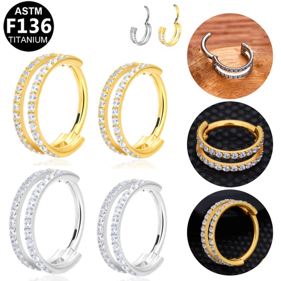 1 Piece Nose Rings & Studs Simple Style Classic Style O-Shape Pure Titanium Titanium Alloy Zircon 14K Gold Plated White Gold Plated Ear Cartilage Rings & Studs Nose Rings & Studs