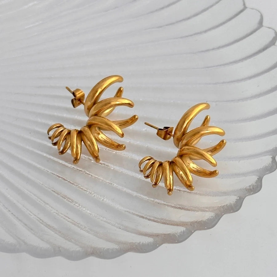 1 Pair Exaggerated Cool Style C Shape 304 Stainless Steel 18K Gold Plated Ear Studs