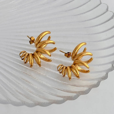 1 Pair Exaggerated Cool Style C Shape 304 Stainless Steel 18K Gold Plated Ear Studs