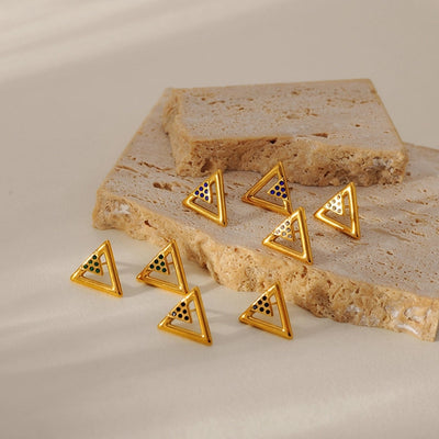 1 Pair Elegant Simple Style Geometric 304 Stainless Steel Zircon Ear Studs