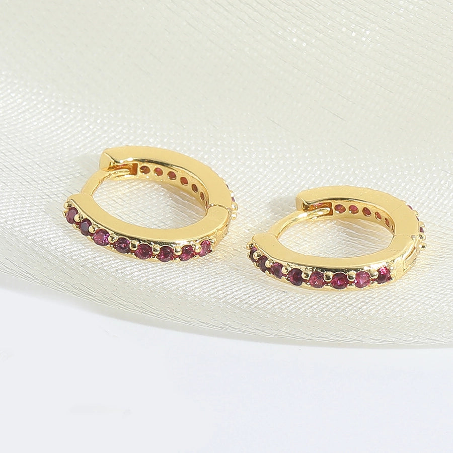 1 Pair Elegant Simple Style Commute Geometric Copper Zircon 14K Gold Plated Earrings