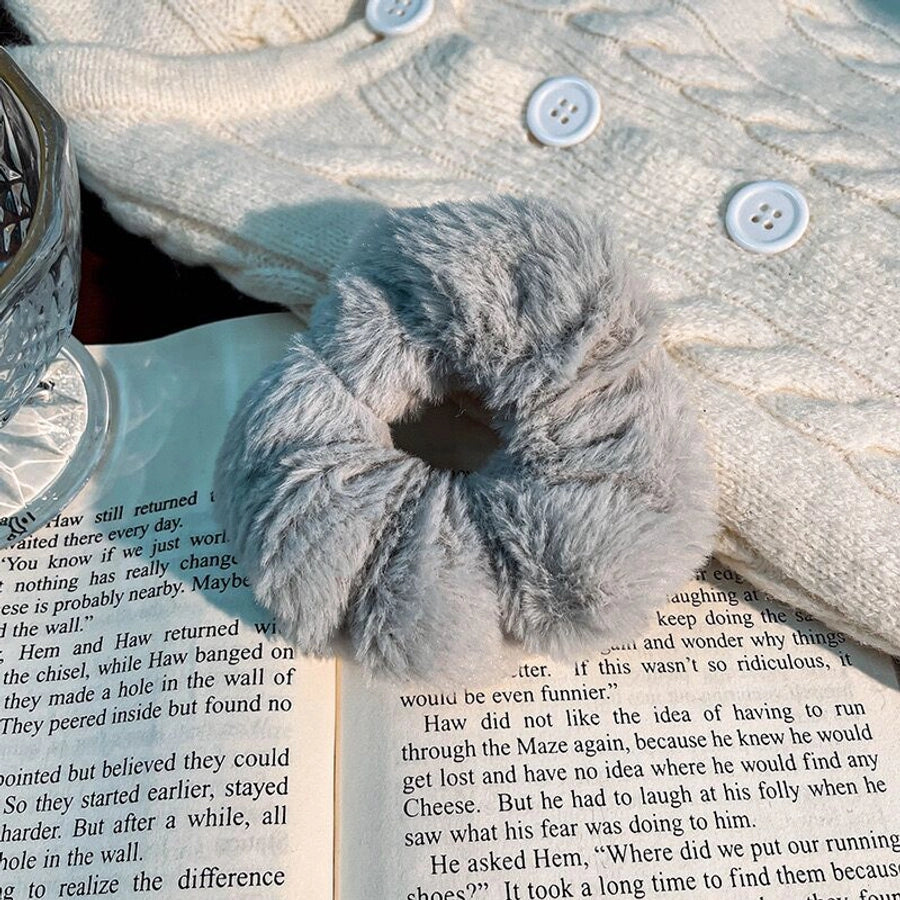 cute solid color cloth flannel hair tie