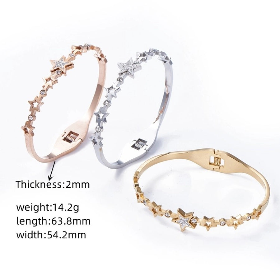 Simple Style Classic Style Star 304 Stainless Steel Gold Plated Bangle In Bulk