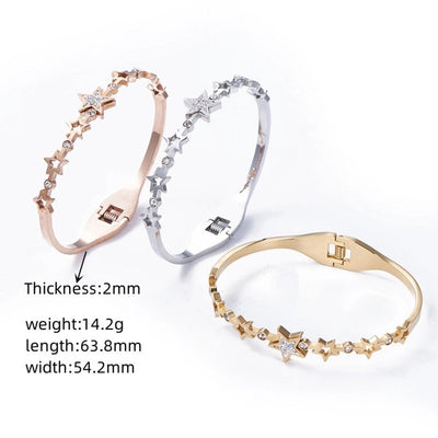 Simple Style Classic Style Star 304 Stainless Steel Gold Plated Bangle In Bulk