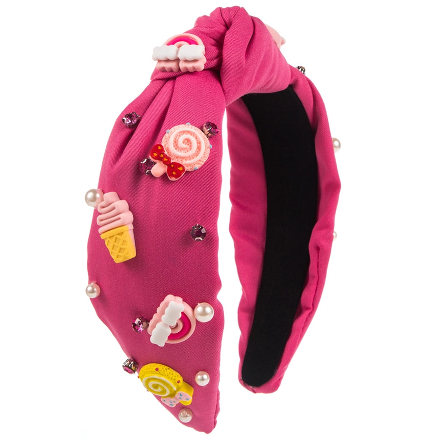 women's sweet simple style ice cream flannel inlay artificial pearls hair band