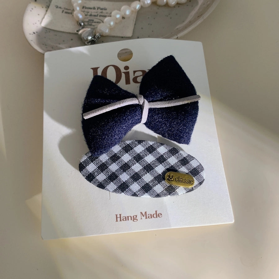 Sweet Simple Style Women's Plaid Bow Knot Cloth Hair Clip