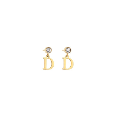 1 Pair Casual Simple Style Classic Style Letter Inlay 201 Stainless Steel 304 Stainless Steel Zircon Drop Earrings