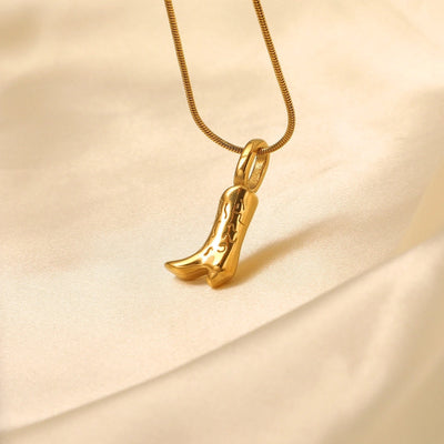 Jewelry Retro Boots 304 Stainless Steel 18K Gold Plated Plating Pendant Necklace