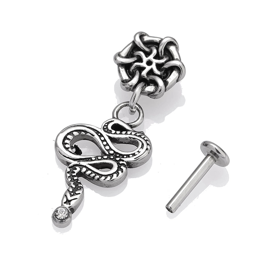1 Piece Lip Rings Gothic Hip-Hop Snake Skull 316L Stainless Steel  Polishing Hollow Out Inlay Zircon Lip Rings Ear Cartilage Rings & Studs Nose Rings & Studs