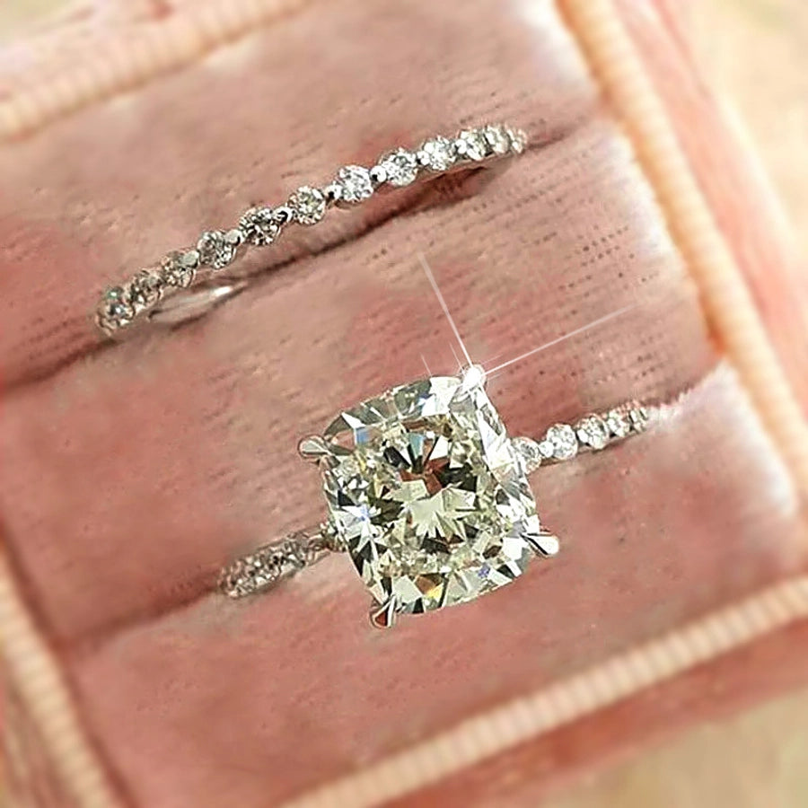 Copper Inlay Geometric Zircon Rings