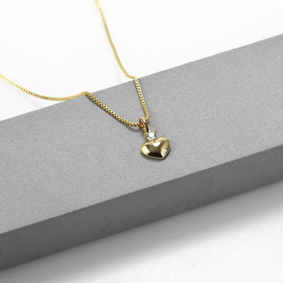 Jewelry Classic Style Heart Shape Copper Zircon Polishing Plating Pendant Necklace