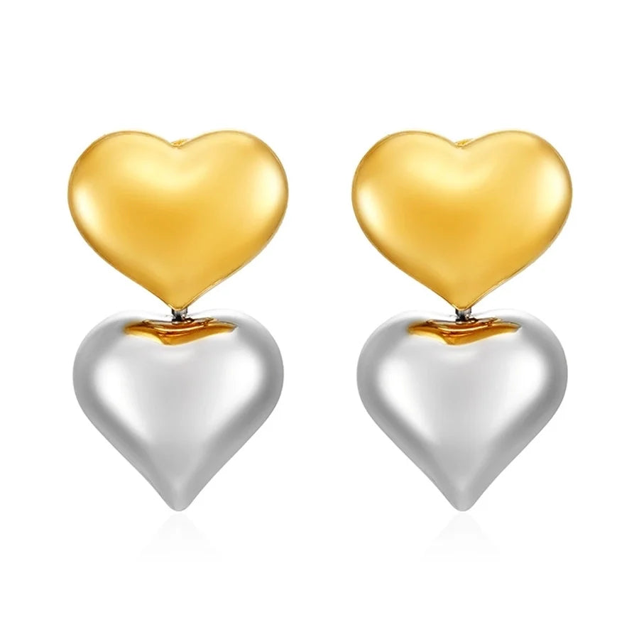 1 Pair Sweet Heart Shape 304 Stainless Steel 18K Gold Plated Drop Earrings