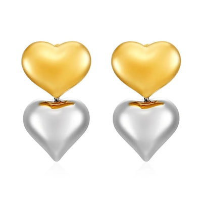 1 Pair Sweet Heart Shape 304 Stainless Steel 18K Gold Plated Drop Earrings