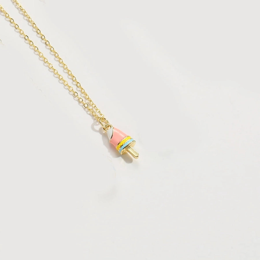 Copper 14K Gold Plated Cartoon Mushroom Pendant Necklace