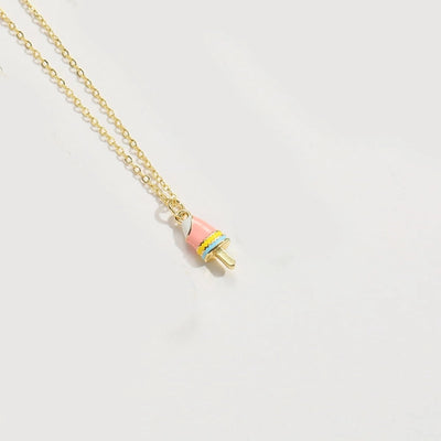 Copper 14K Gold Plated Cartoon Mushroom Pendant Necklace