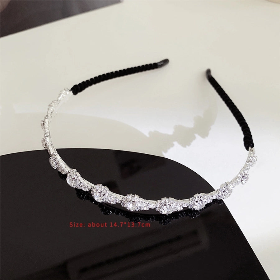 elegant simple style water droplets heart shape bow knot alloy inlay artificial rhinestones hair band