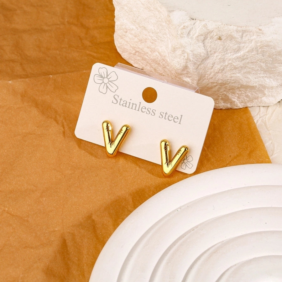 1 Pair Simple Style Classic Style Letter 304 Stainless Steel 18K Gold Plated Ear Studs