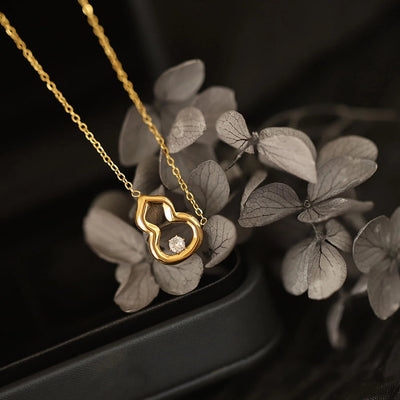 Jewelry Simple Style Gourd 304 Stainless Steel Rhinestones 18K Gold Plated Plating Inlay Pendant Necklace