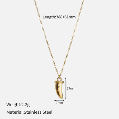 Jewelry Simple Style teeth 304 Stainless Steel Zircon 14K Gold Plated Inlay Pendant Necklace