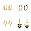 1 Pair IG Style Geometric Inlay Copper Zircon Gold Plated Earrings