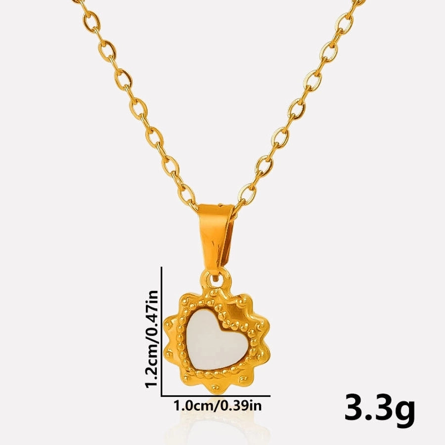 Jewelry Vintage Style Classic Style Heart Shape 304 Stainless Steel Shell Abalone Shell 18K Gold Plated Irregular Plating Pendant Necklace