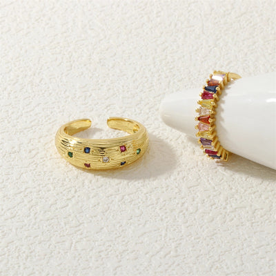 Jewelry Vintage Style Classic Style Geometric Lines Copper Zircon Open Rings