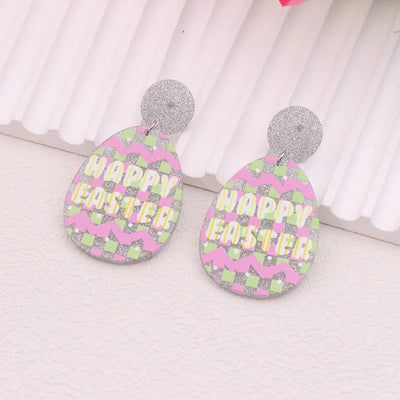 1 Pair Sweet Rabbit Colorful Egg Arylic Drop Earrings