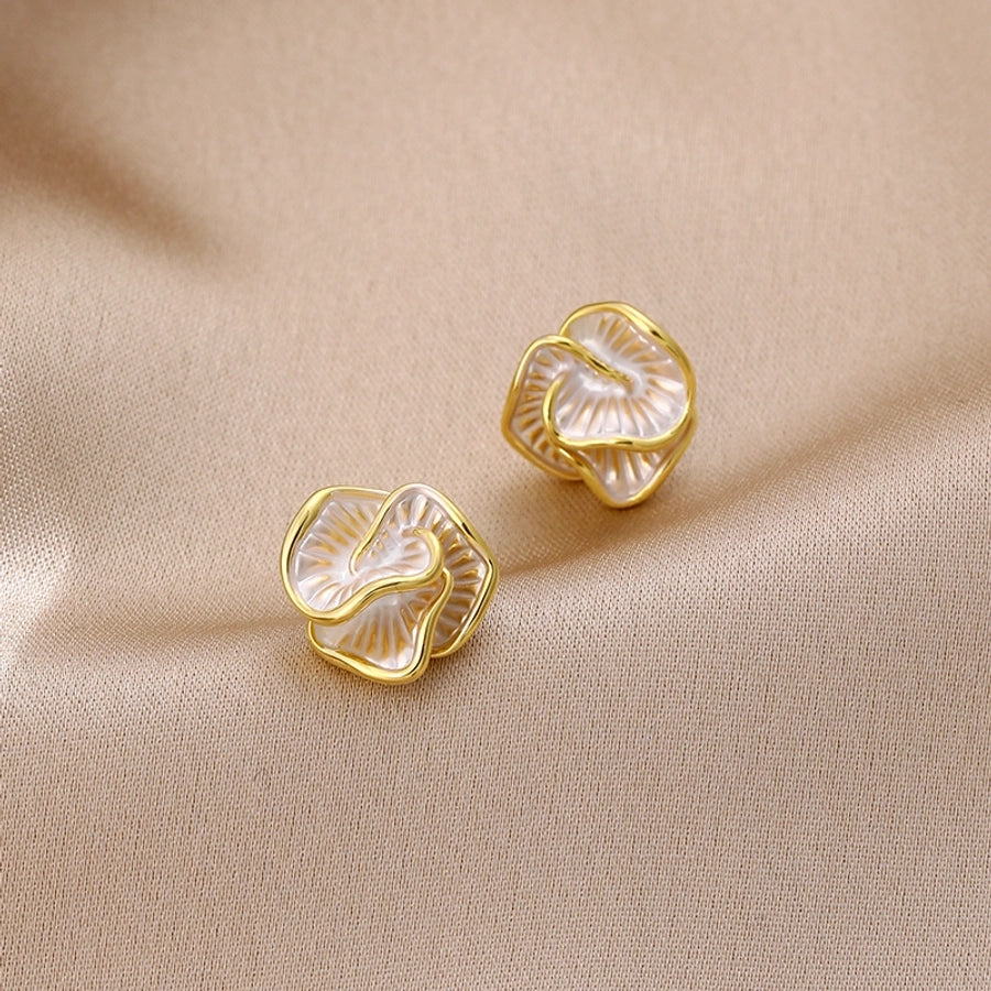 1 Pair Romantic Flower Enamel Copper Ear Studs