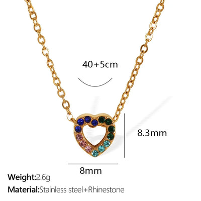 Jewelry IG Style Classic Style Geometric Moon Heart Shape Titanium Steel Rhinestones Plating Pendant Necklace