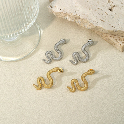 1 Pair Hip-Hop Exaggerated Sexy Snake 304 Stainless Steel K Gold Plated Ear Studs