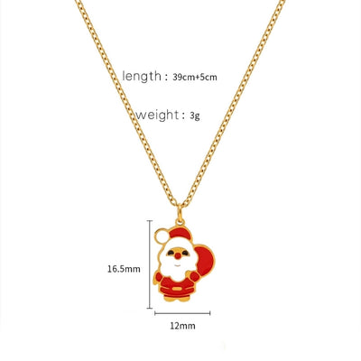 Jewelry Cute Christmas Hat Christmas Tree Christmas Socks Titanium Steel 18K Gold Plated Plating Pendant Necklace