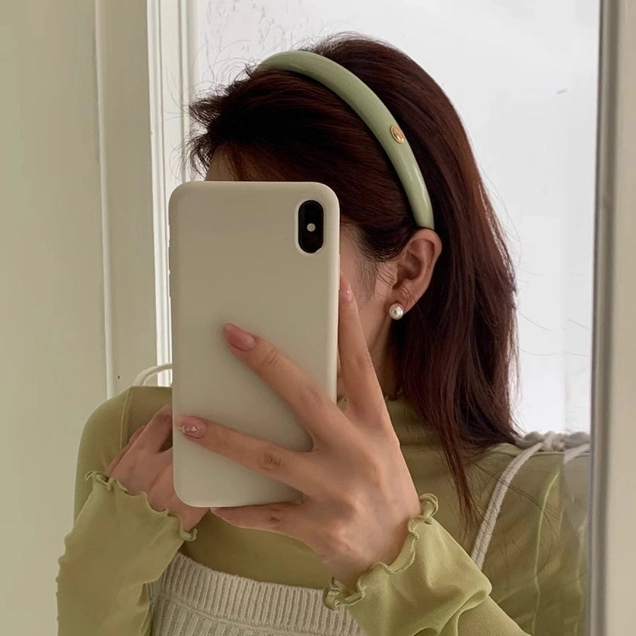 Women's Simple Style Classic Style Solid Color Pu Leather Hair Band