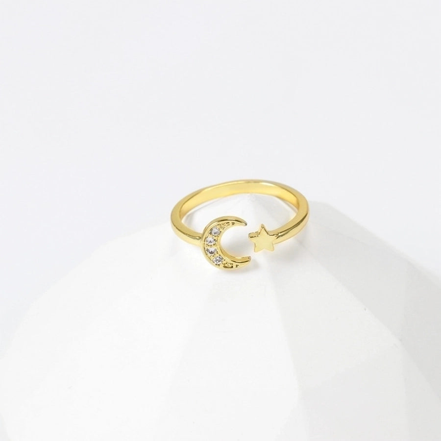 Copper Zircon Star Moon Zircon Open Rings