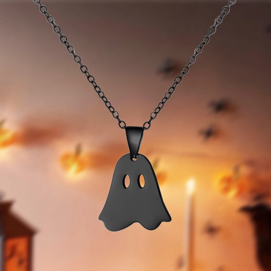 Jewelry Funny Pumpkin ghost Spider 201 Stainless Steel Asymmetrical Hollow Out Pendant Necklace
