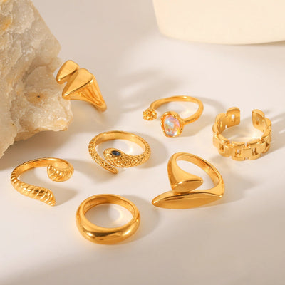 Jewelry IG Style Classic Style Irregular Geometric 304 Stainless Steel Titanium Steel 18K Gold Plated Open Rings